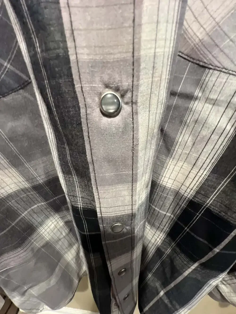 Levi's Men's Modern Western Long Sleeve Gray Plaid Pearl Snap Shirt